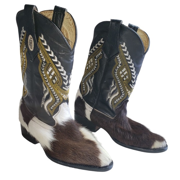 Luigui Womens Western Cowboy Boots Sz 10 Hand Made Cowhide Leather Embroidered - Picture 5 of 13